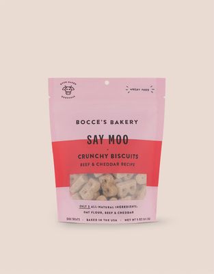 Bocce&#39;s Bakery Crunchy Biscuits Say Moo Dog Treats 5oz