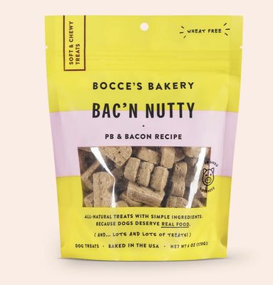 Bocce&#39;s Bakery Soft &amp; Chewy Bac&#39;n Nutty Dog Treats 6oz