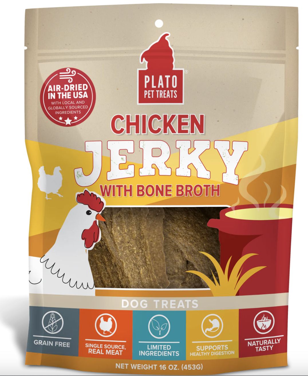 Plato Chicken Jerky with Bone Broth 16 oz