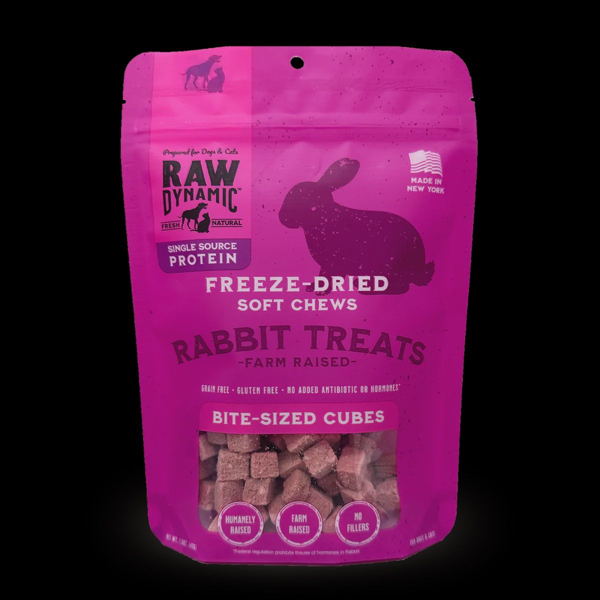 Raw Dynamic Freeze-Dried Rabbit Soft Chews for Dogs and Cats 1.5oz
