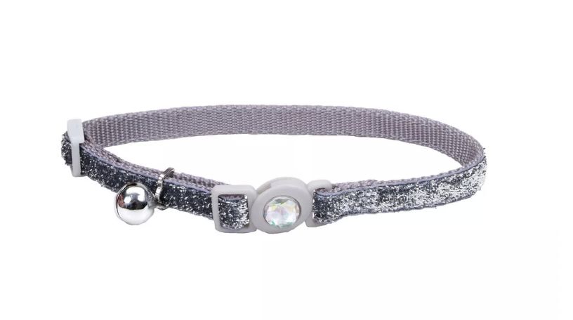Coastal SafeCat Fashion BreakAway Collar Silver Glitter