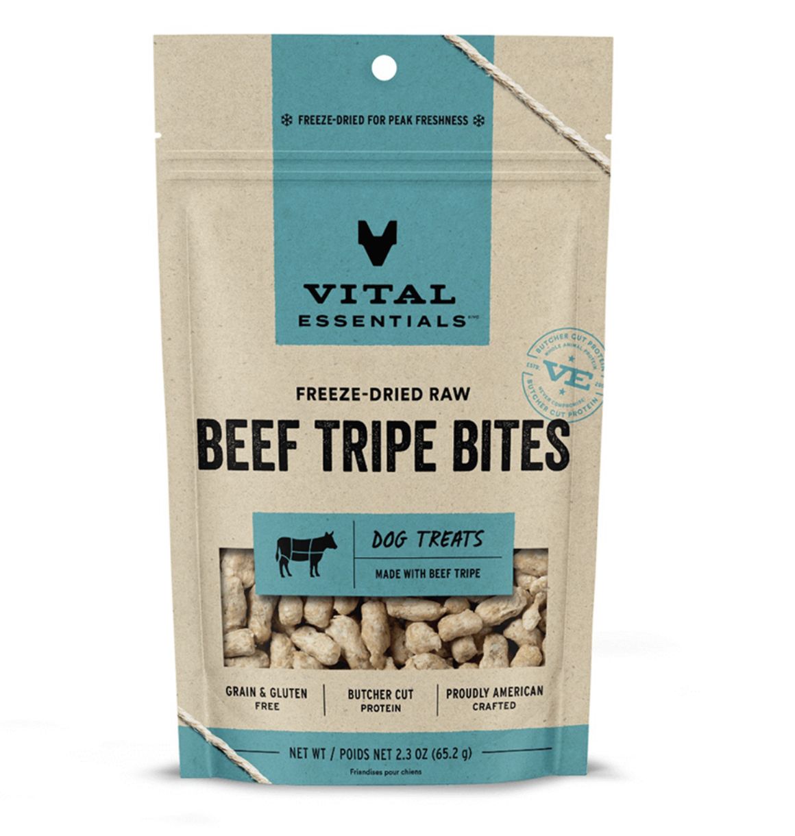 Vital Essentials Freeze Dried Raw Beef Tripe Bites for Dogs and Cats 2.3oz