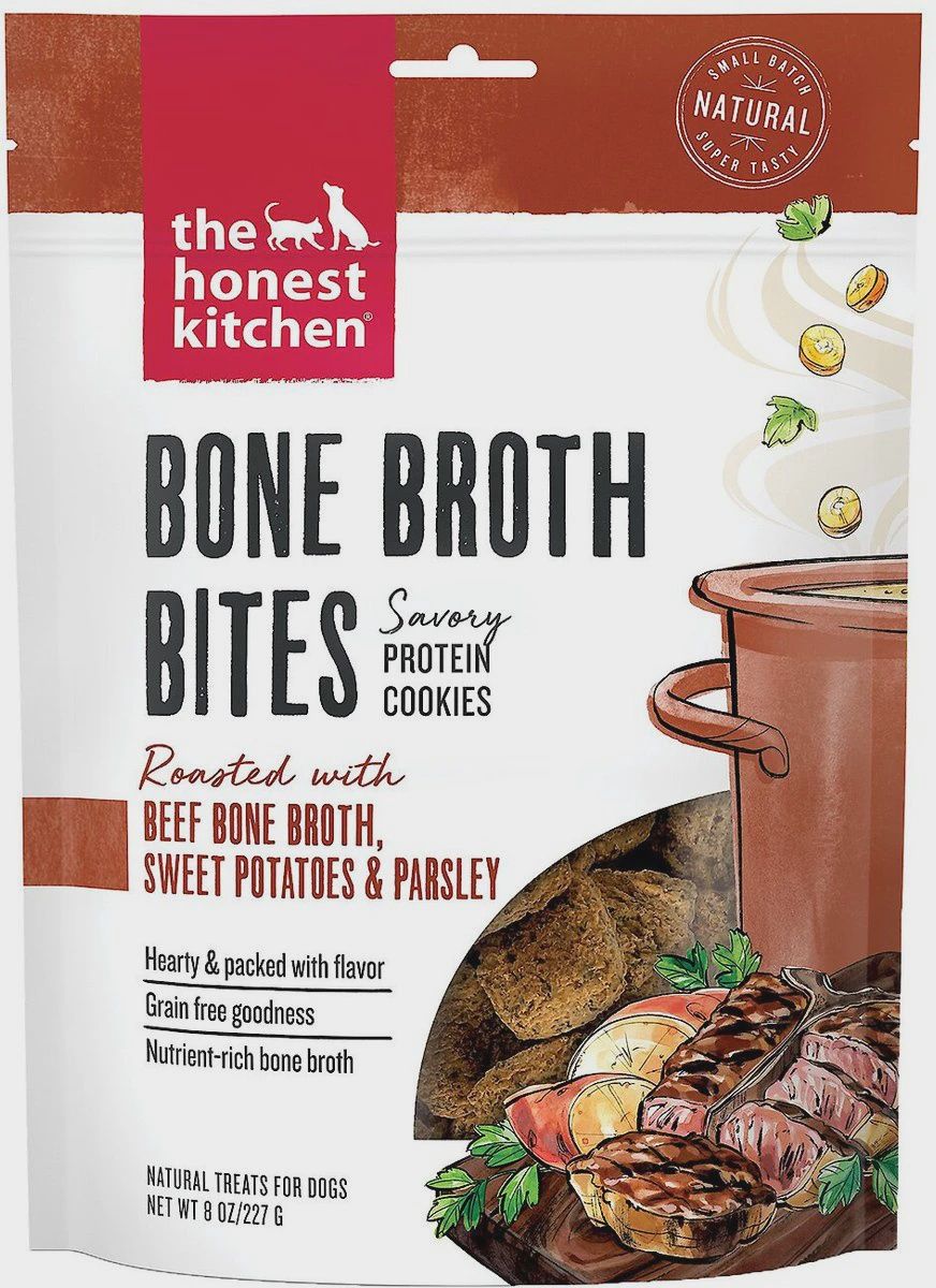 The Honest Kitchen Bone Broth Bites with Beef Bone Broth, Sweet Potatoes, &amp; Parsley Dog Treats 8oz