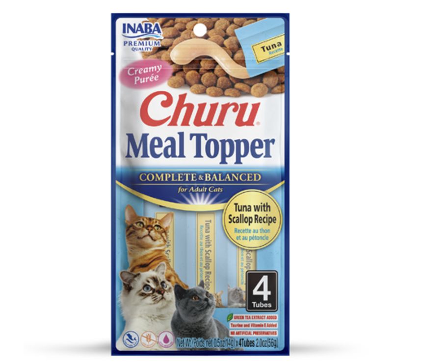 Inaba Churu Cat Meal Topper Complete and Balanced - Tuna &amp; Scallop Recipe 4 Pack