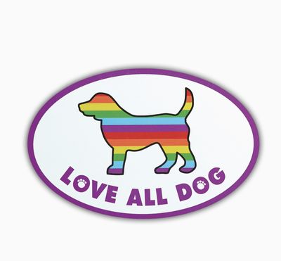 Dog Speak Oval Flexible Magnet- Love all Dog
