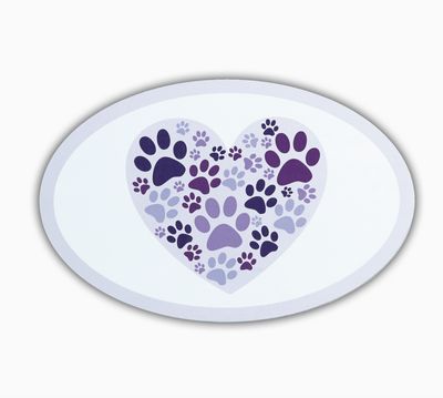 Dog Speak Oval Flexible Magnet- Purple Paw Prints