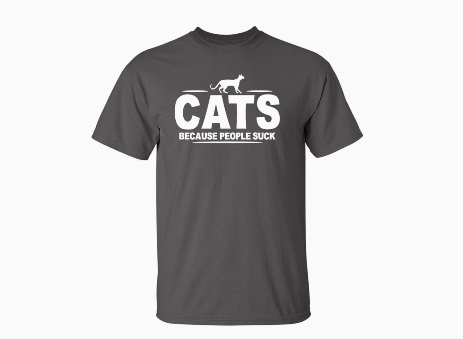 Adult T Shirt -  Cats... Because People Suck - 2XL