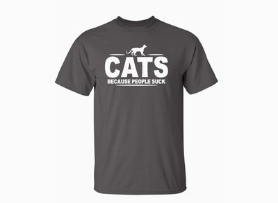 Adult T Shirt -  Cats... Because People Suck - 2XL
