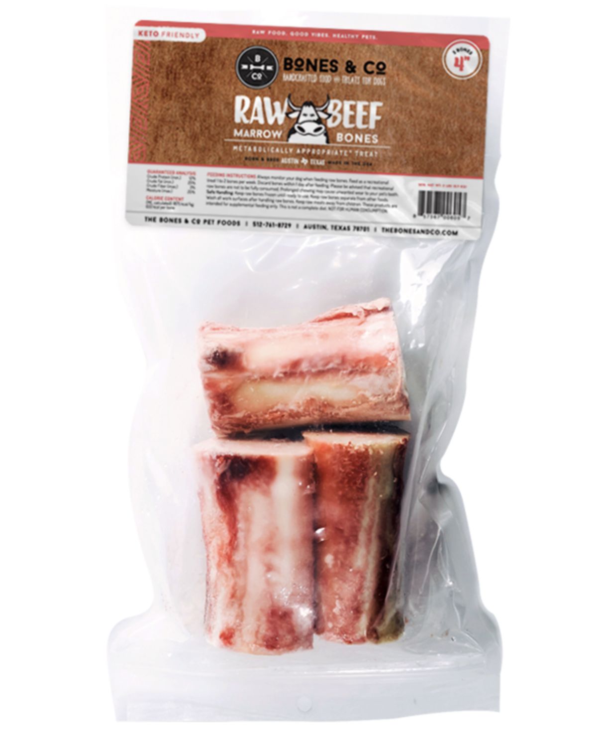 Bones &amp; Co Frozen Beef Bones 4&quot; - 3 pk