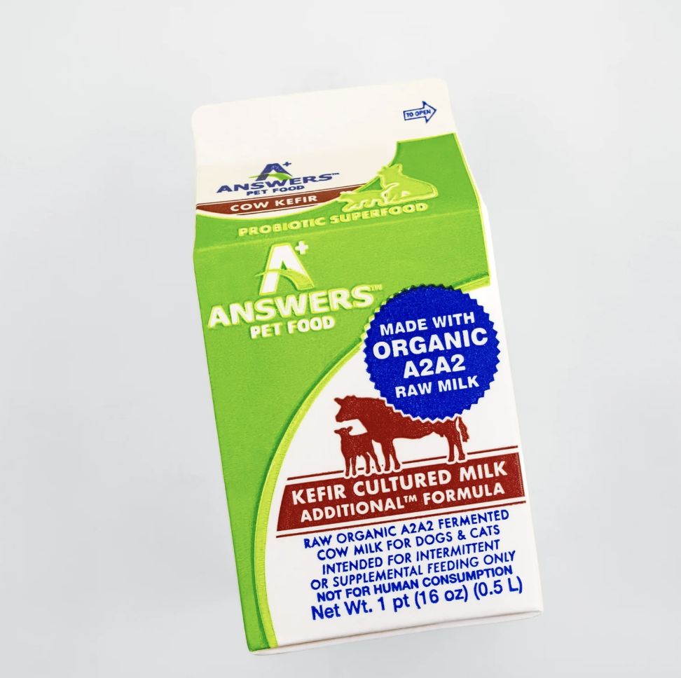 Answers Pet Food Frozen Organic A2 Fermented Raw Cow Milk Kefir- pint