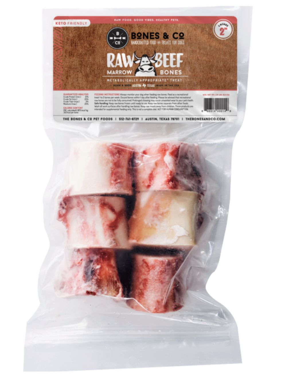 Bones &amp; Co Frozen Beef Bones 2&quot; - 6 pk