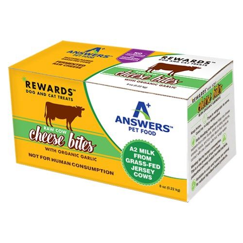 Answers Pet Food Frozen Cow Cheese Bites with Organic Garlic Treats 8oz