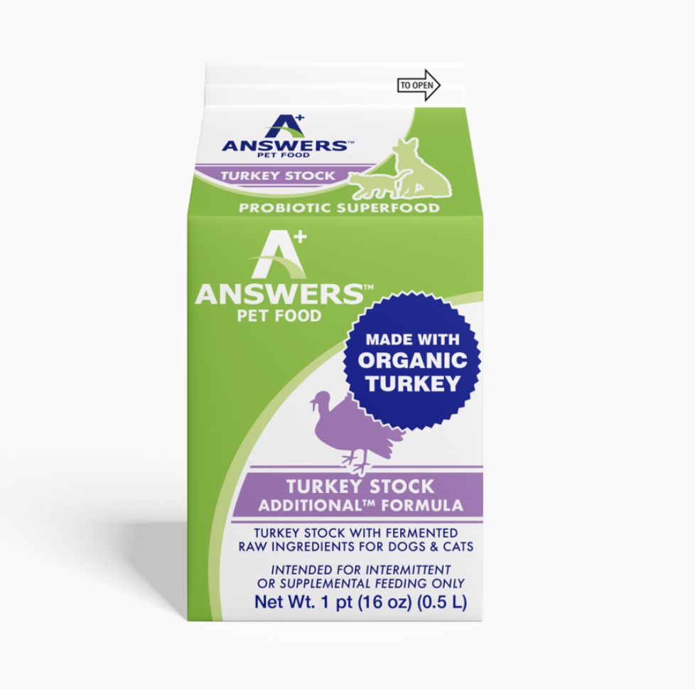 Answers Pet Food Frozen Turkey Stock - Pint