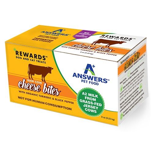 Answers Pet Food Frozen Cow Cheese Bites with Organic Turmeric &amp; Black Pepper Treats 8oz