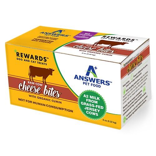 Answers Pet Food Frozen Cow Cheese Bites with Organic Cumin Treats 8oz