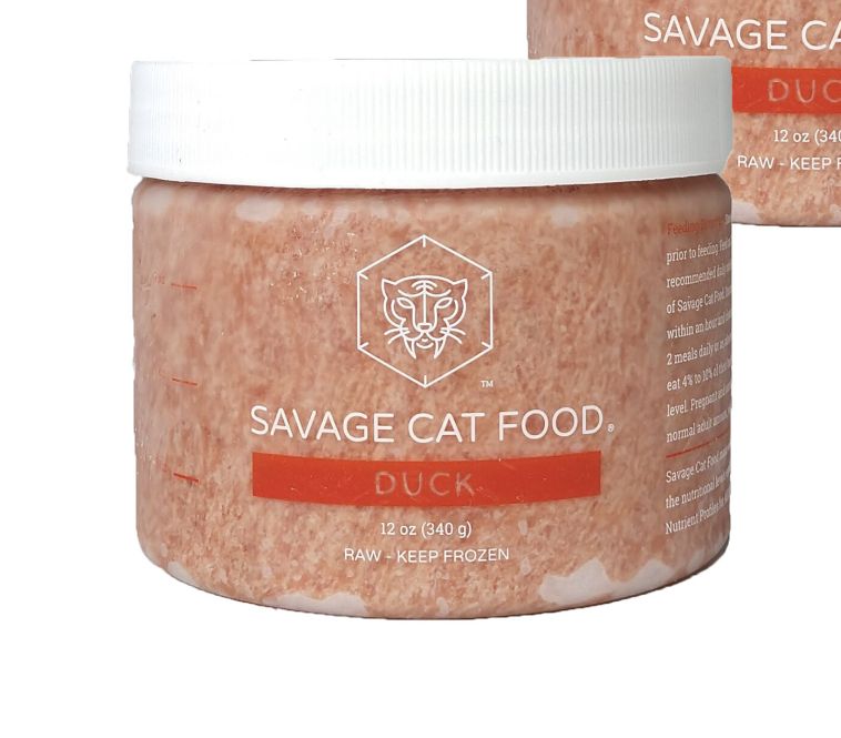 Savage Cat Food Duck Small 12 Oz Tub