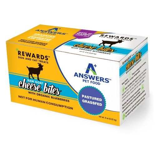 Answers Pet Food Frozen Goat Cheese Bites with Organic Blueberries Treats 8oz