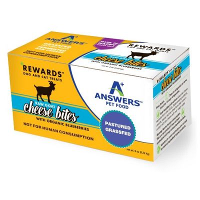 Answers Pet Food Frozen Goat Cheese Bites with Organic Blueberries Treats 8oz