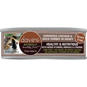 Dave&#39;s Canned Cat Food Shredded  Chicken &amp; Duck in Gravy 3oz