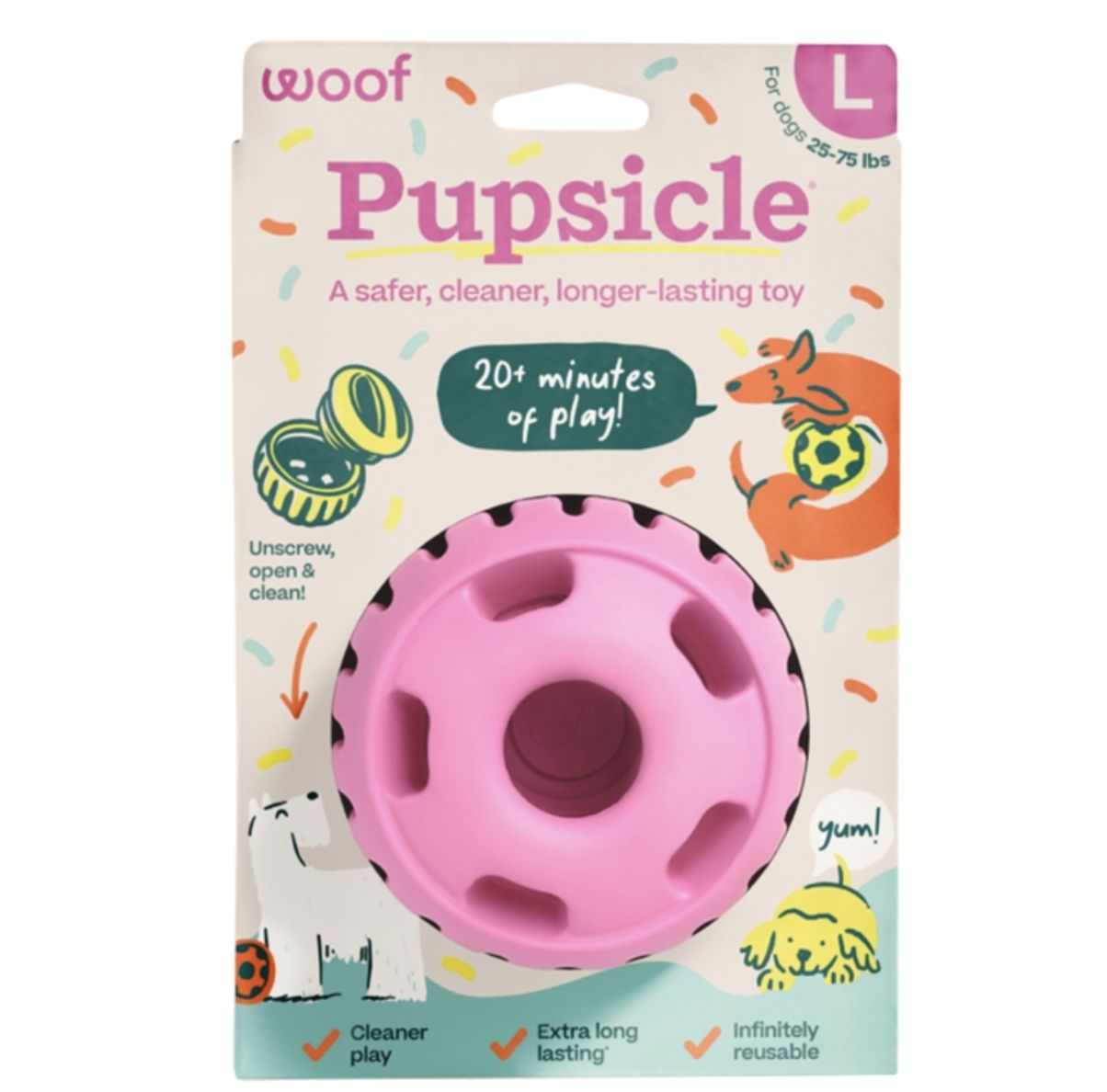 Woof Pupsicle Enrichment Dog Toy - Party Pink,  Large