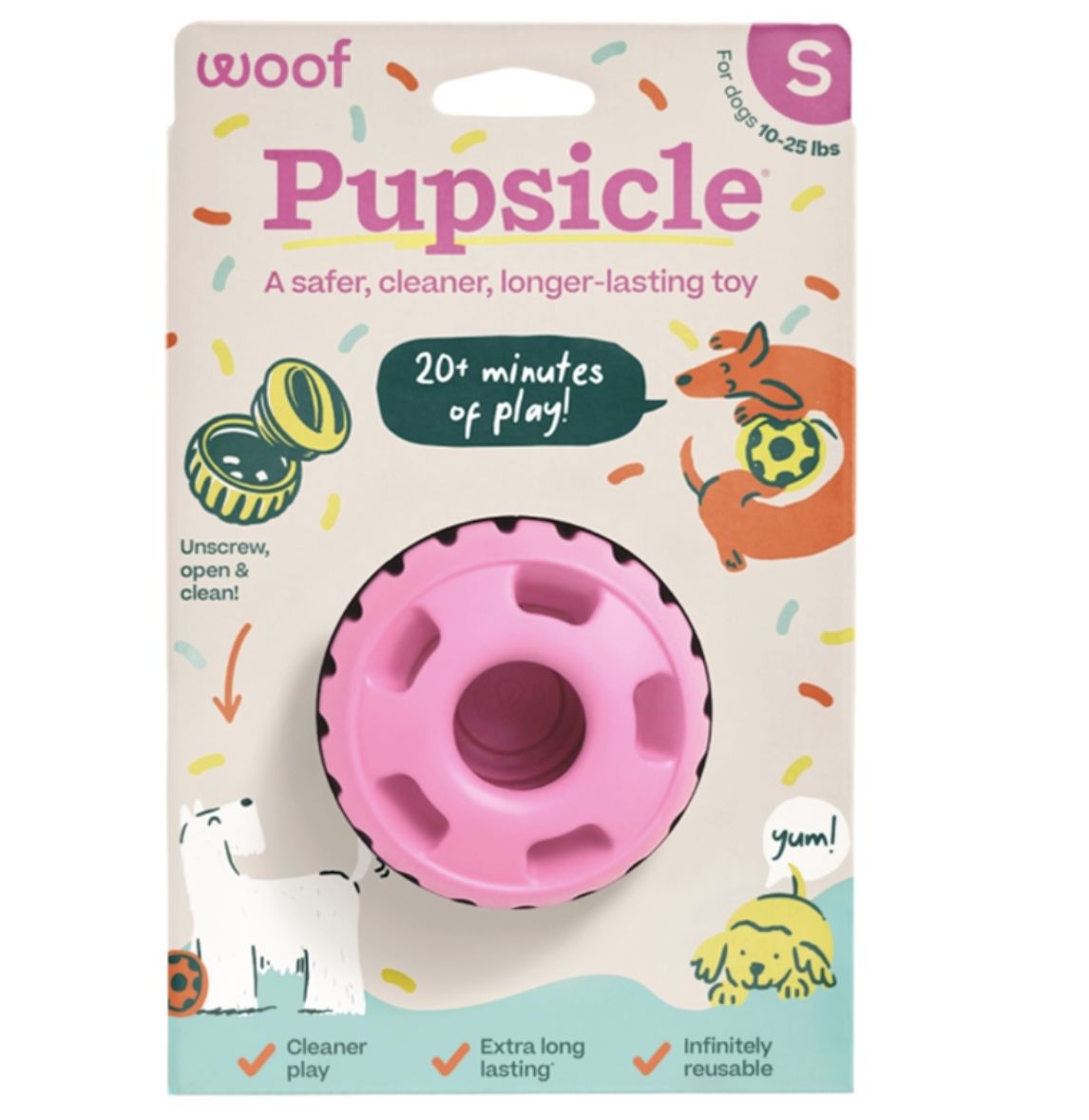 Woof Pupsicle Enrichment Dog Toy - Party Pink,  Small