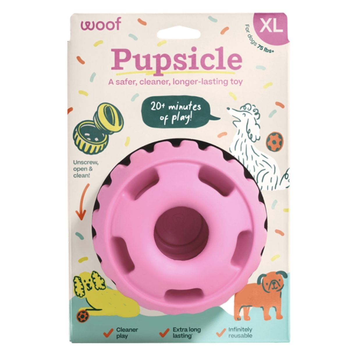 Woof Pupsicle Enrichment Dog Toy - Party Pink,  XL