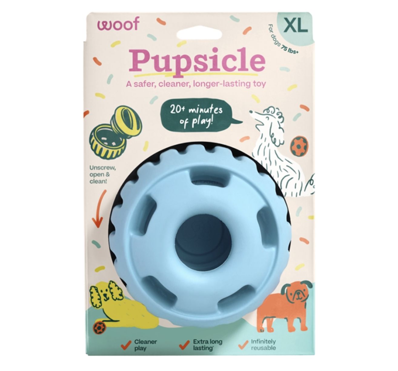 Woof Pupsicle Enrichment Dog Toy -  Party Blue, XL