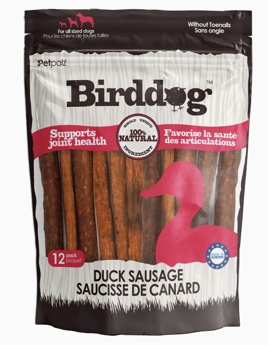 Birddog Duck Sausage Treats for Dogs -8 pack