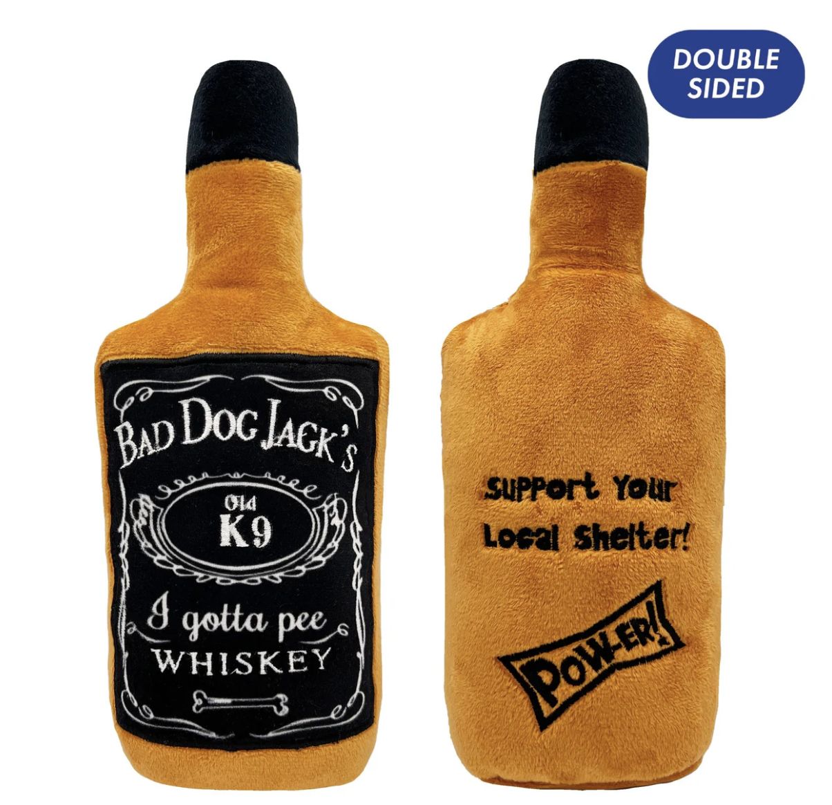 Huxley &amp; Kent Bad Dog Jack&#39;s Whiskey Power Plush Squeaker Toy - 7&quot;