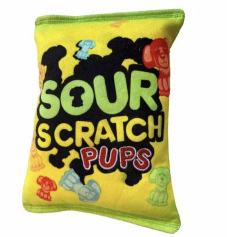 Huxley &amp; Kent Sour Scratch Pups Power Plush Squeaker Toy 8&quot;