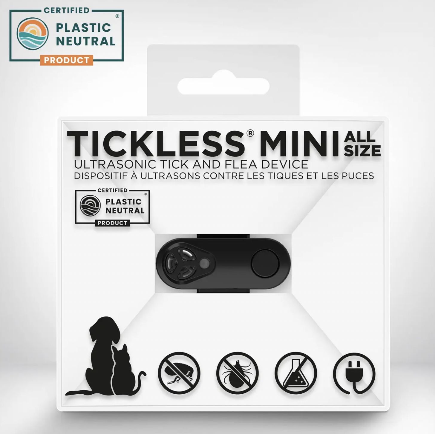 Tickless Mini Pet Chemical-Free Ultrasonic Flea &amp; Tick Repellant - Jet Black