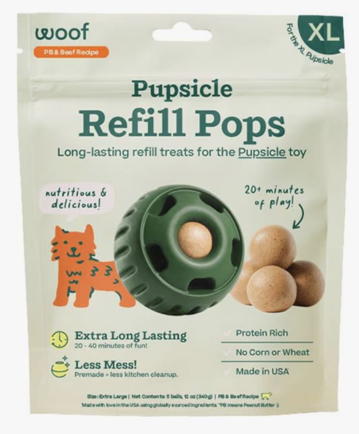 Woof Peanut Butter &amp; Beef Pupsicle Refill Pops - XL