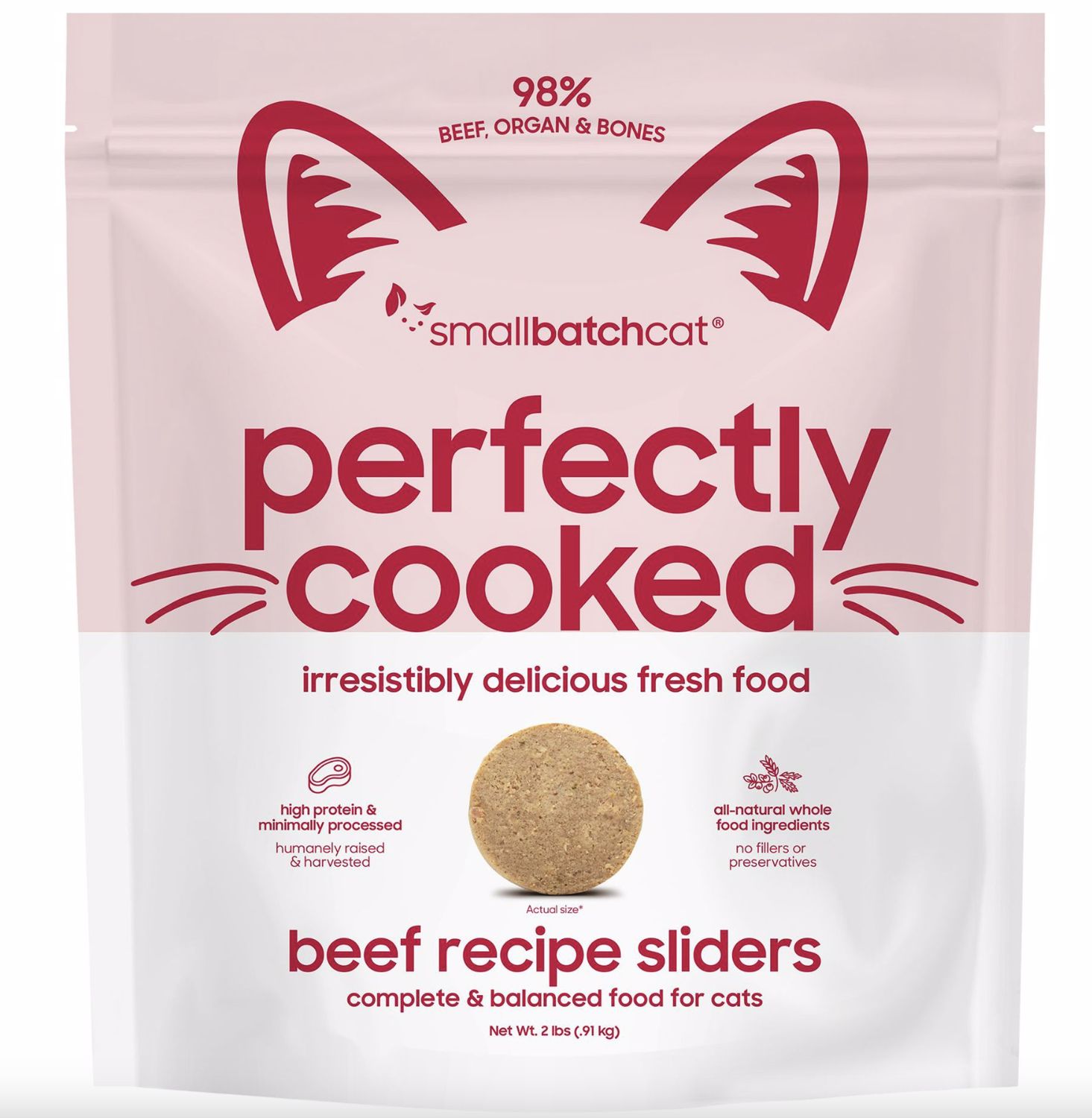 Smallbatch Cat Frozen Perfectly Cooked Beef Sliders Cat Food 2lb