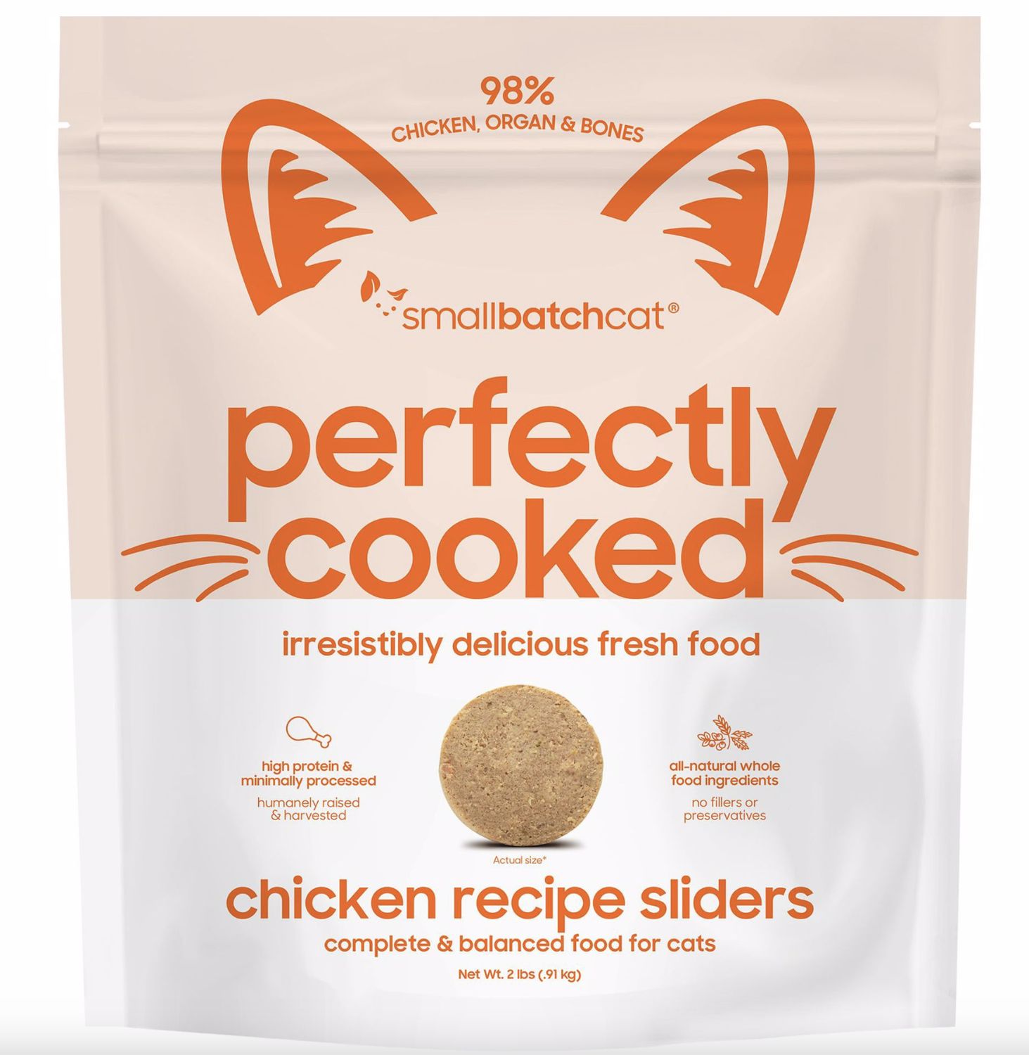 Smallbatch Cat Frozen Perfectly Cooked Chicken Sliders Cat Food 2lb