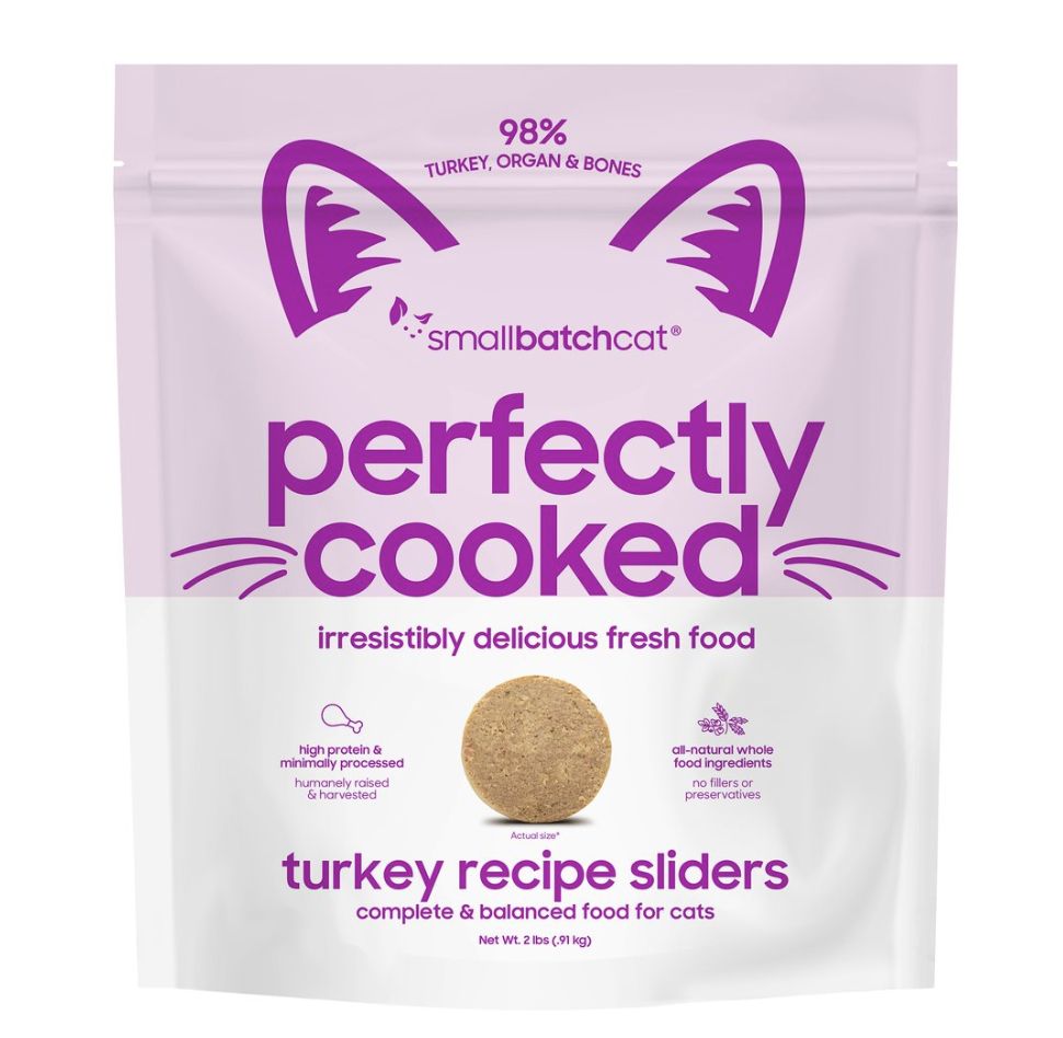 Smallbatch Cat Frozen Perfectly Cooked Turkey Sliders Cat Food 2lb