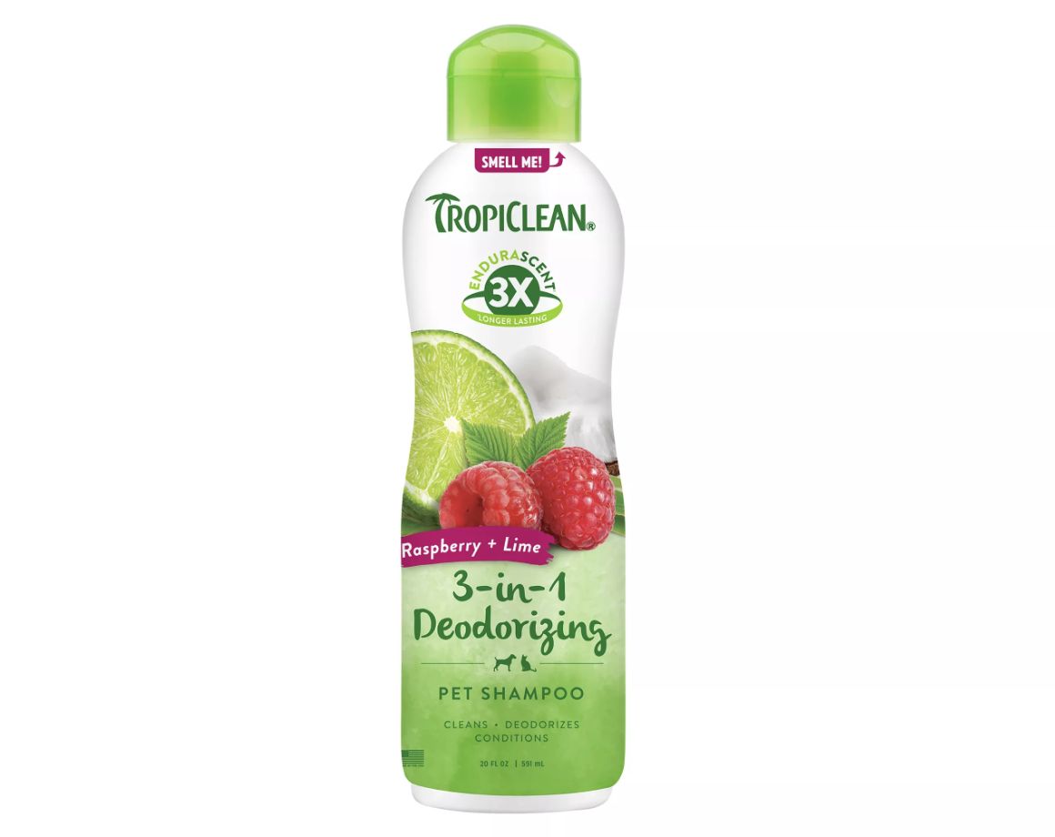TropiClean Raspberry Lime 3-1 Deodorizing Shampoo 20 oz