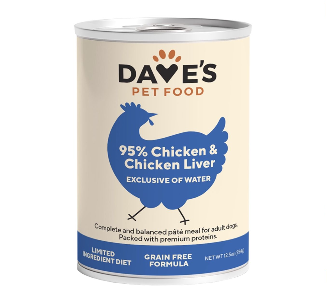Dave&#39;s Canned Dog Food 95% Chicken &amp; Chicken Liver 12.5oz