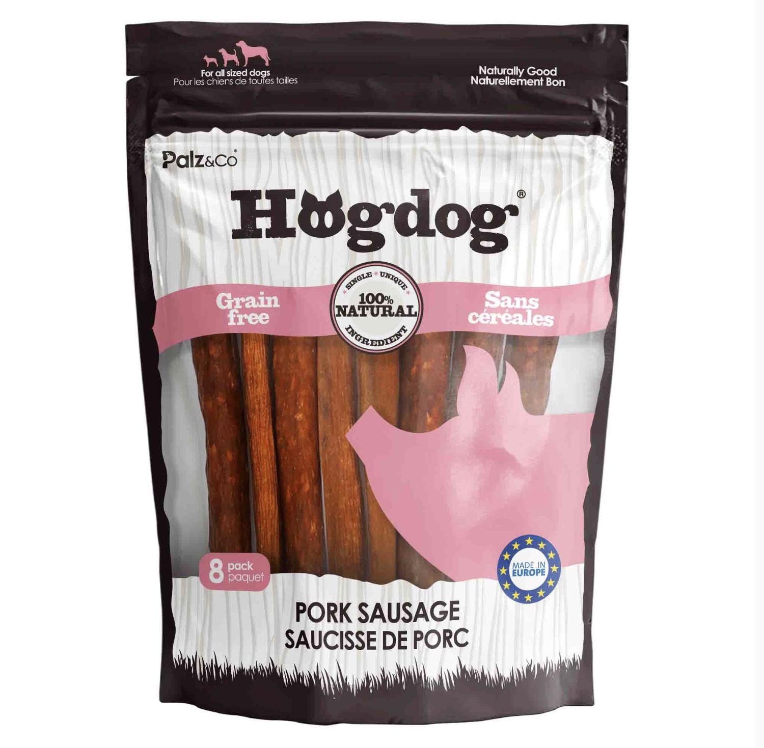 Palz&amp;Co Pork Sausage Dog Treats 8 pack