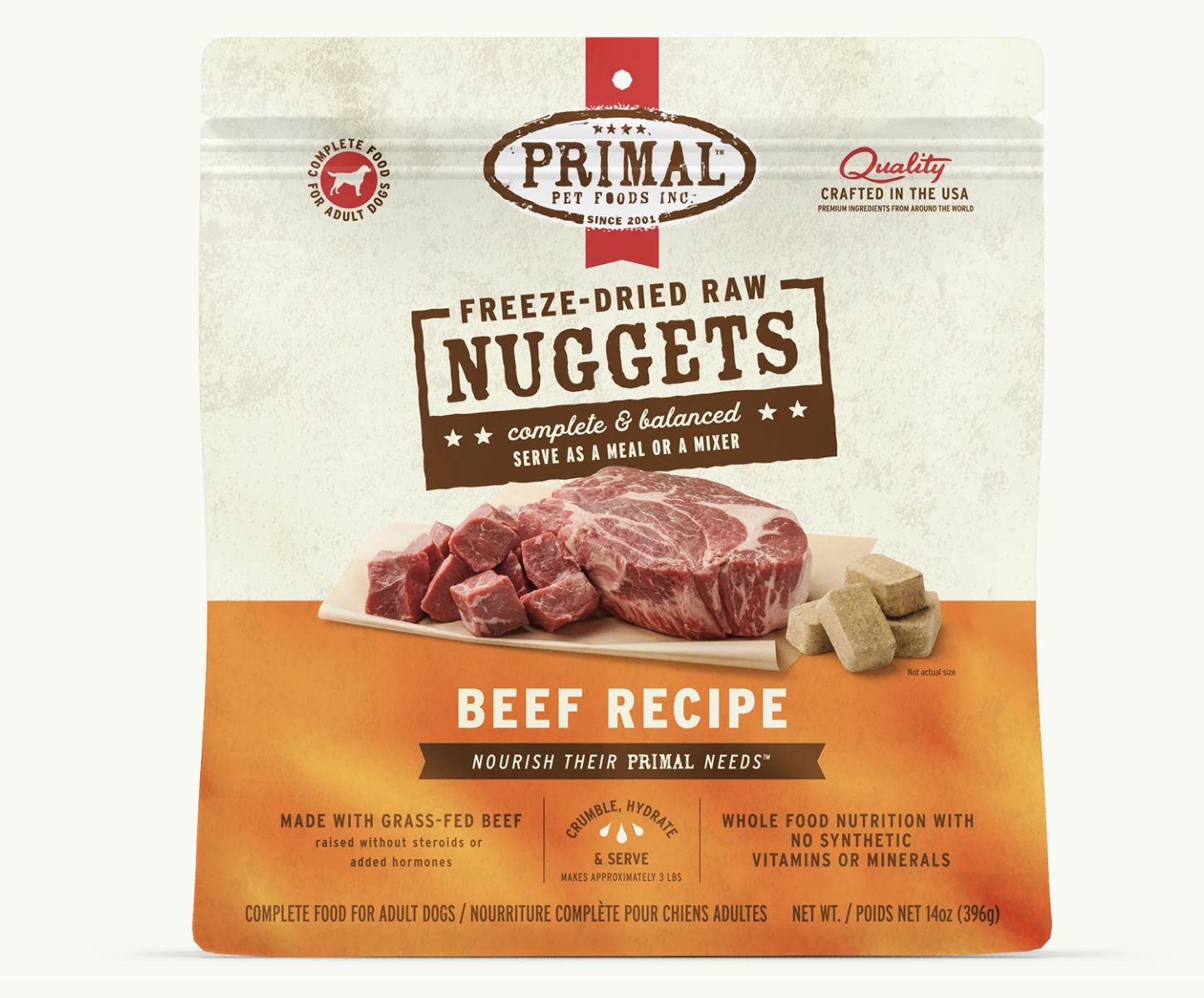 Primal Freeze Dried Nuggets Beef Formula Dog Food 14oz