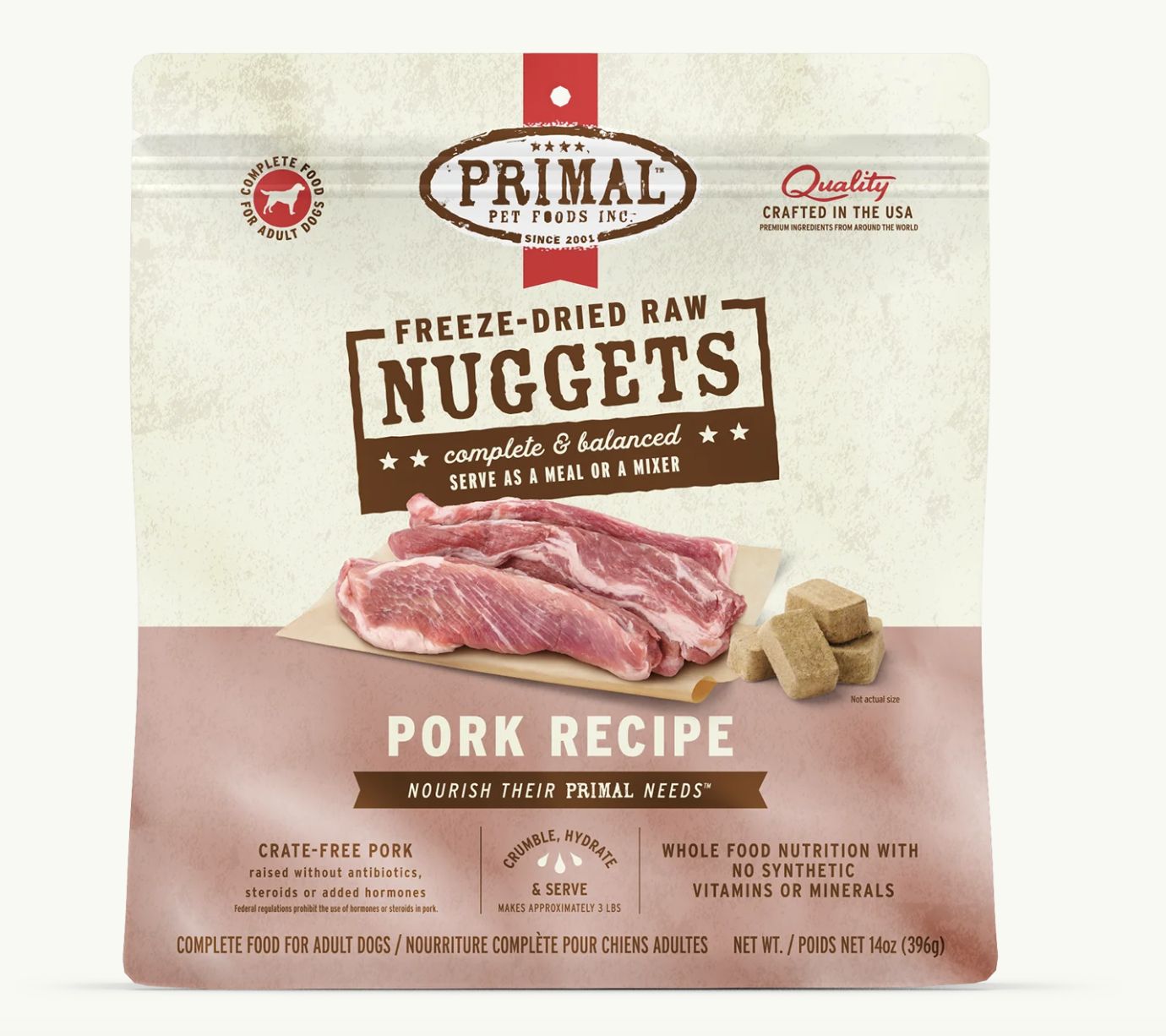 Primal Freeze Dried Nuggets Pork Formula Dog Food 14oz