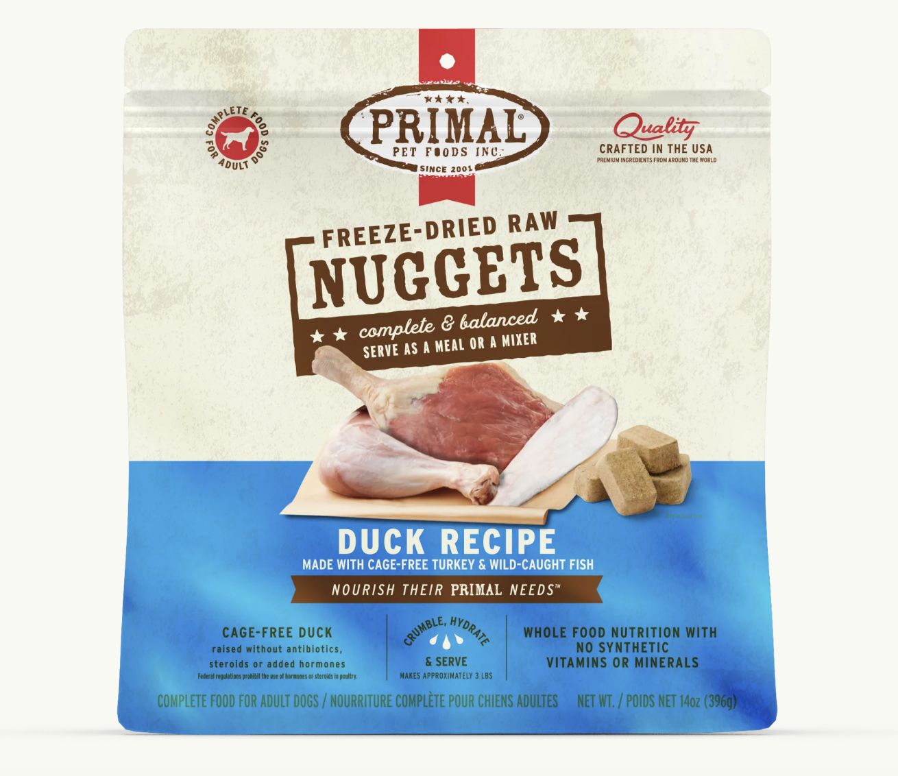 Primal Freeze Dried Nuggets Duck Formula Dog Food 14oz