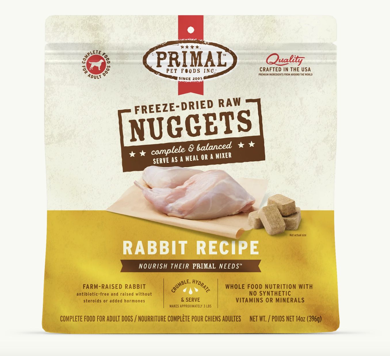Primal Freeze Dried Nuggets Rabbit Formula Dog Food 14oz
