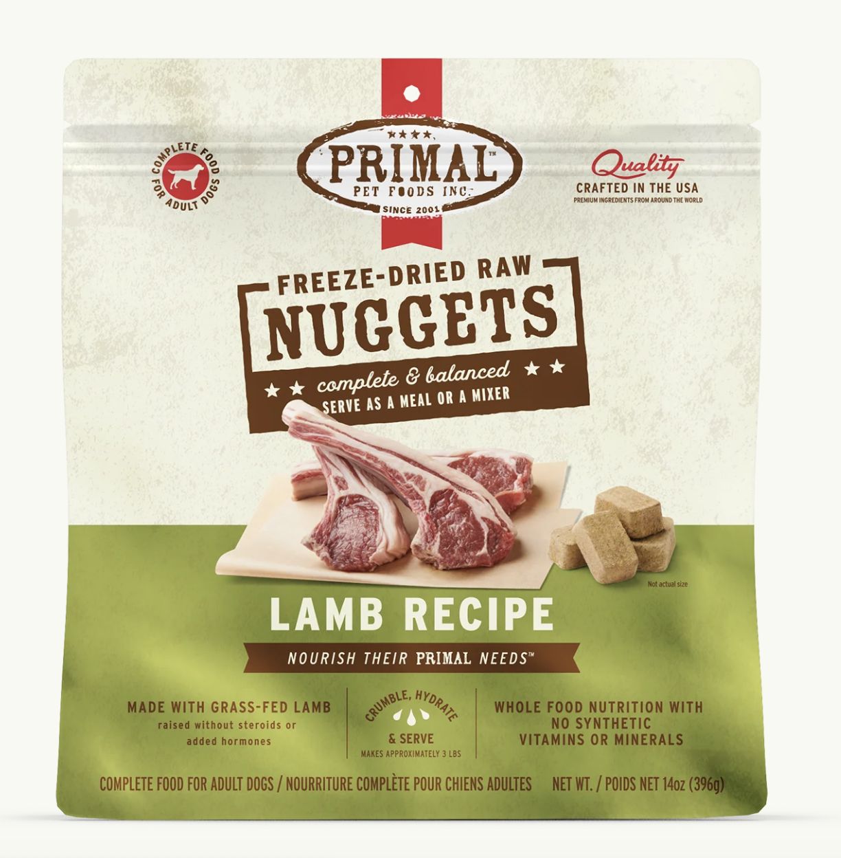 Primal Freeze Dried Nuggets Lamb Formula Dog Food 14oz