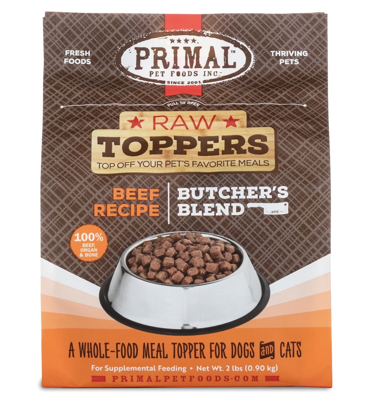 Primal Frozen Butcher&#39;s Blend Raw Topper Beef Recipe 2lb