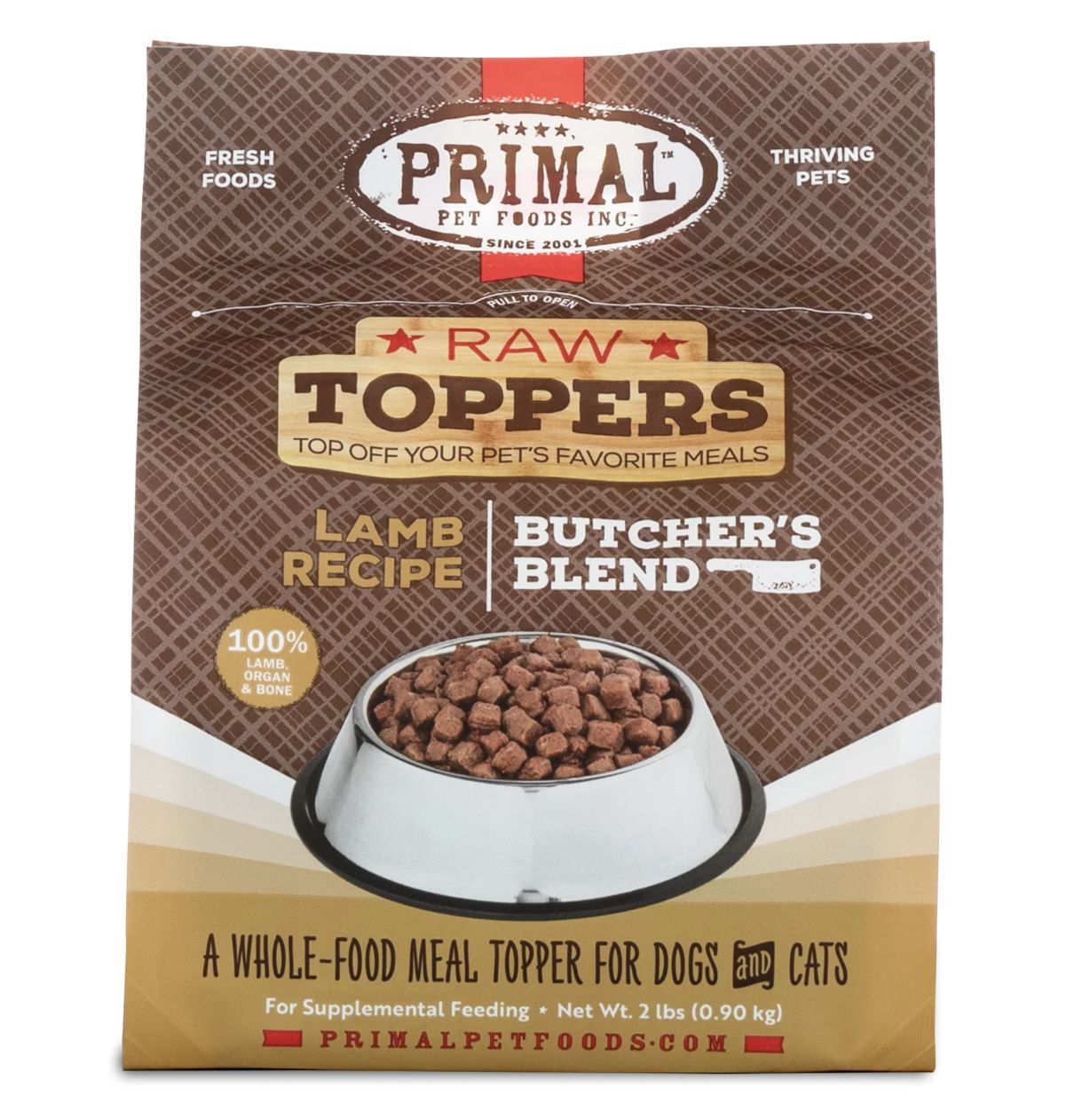 Primal Frozen Butcher&#39;s Blend Raw Topper Lamb Recipe 2lb