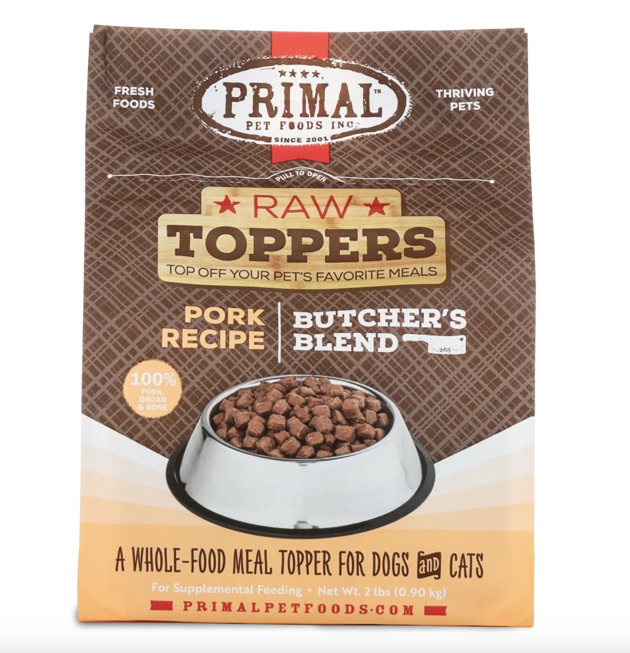 Primal Frozen Butcher&#39;s Blend Raw Topper Pork Recipe 2lb