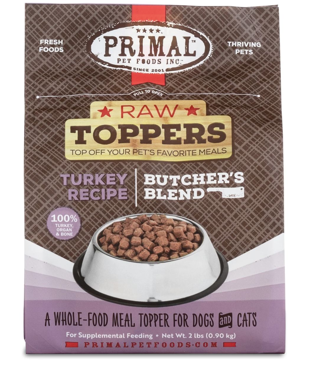 Primal Frozen Butcher&#39;s Blend Raw Topper Turkey Recipe 2lb