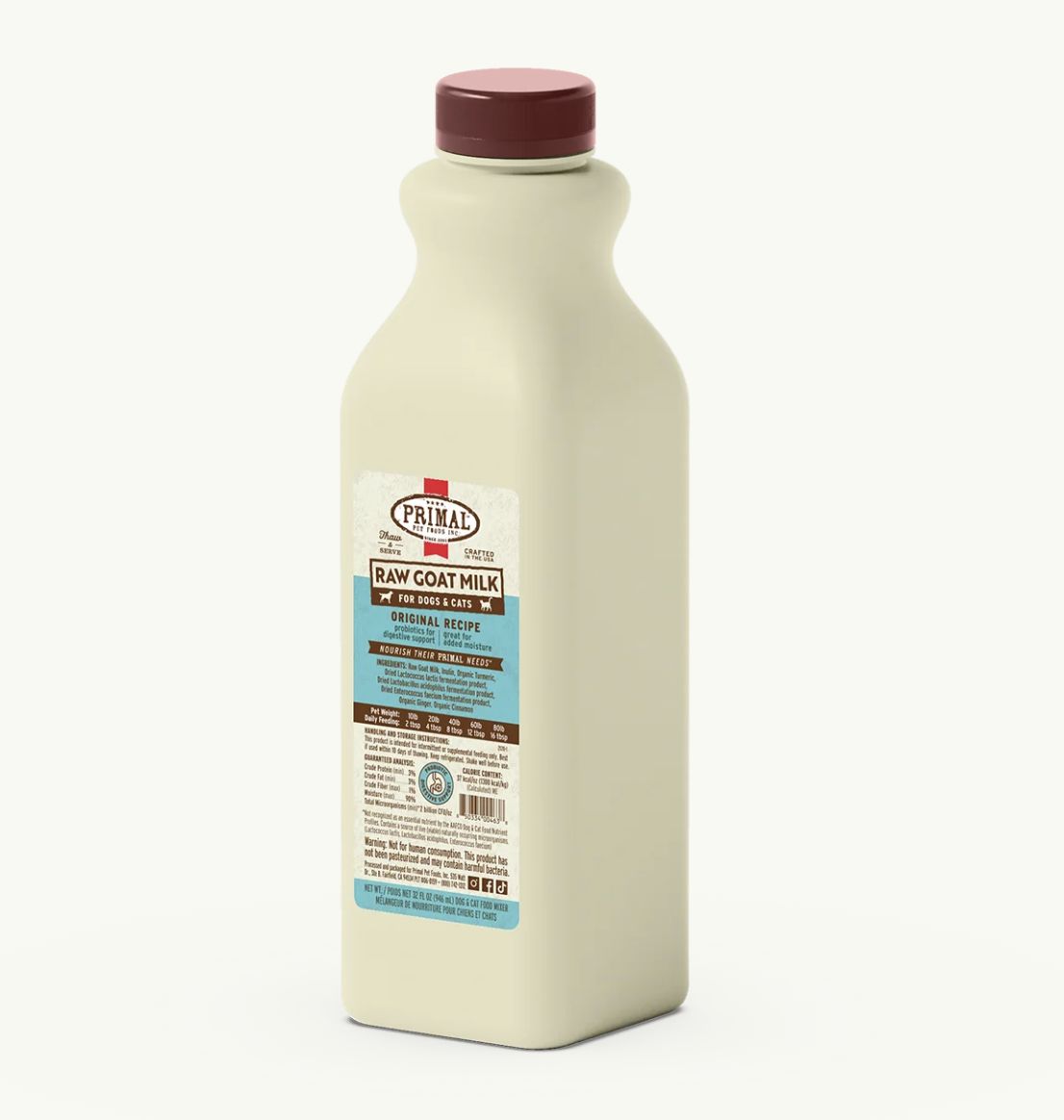 Primal Frozen Raw Original Goat Milk 16oz