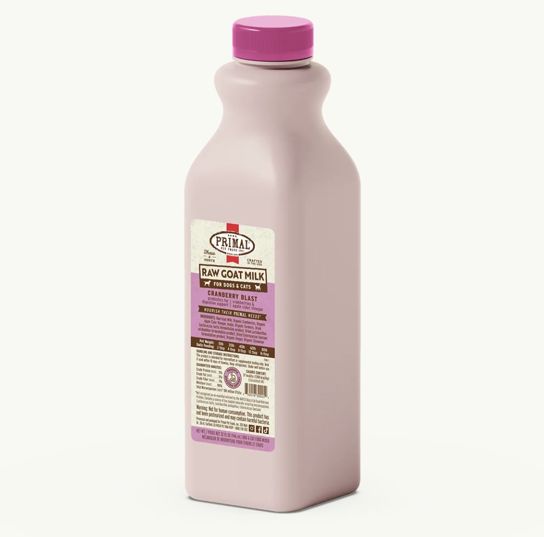 Primal Frozen Raw Goat Milk Cranberry Blast 32oz