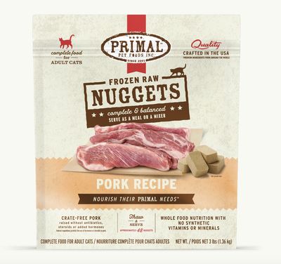 Primal Frozen Raw Nuggets Pork Formula Cat Food 3lb